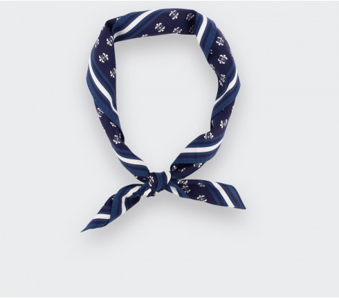 Cité Bergère Navy Beige Cotton Bandana - Cotton - Cinabre Paris