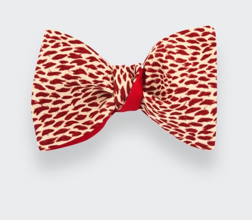 CINABRE Paris - Bowtie - Red Plumettes - handmade