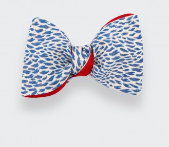 CINABRE Paris - Bowtie - Blue Plumettes - handmade