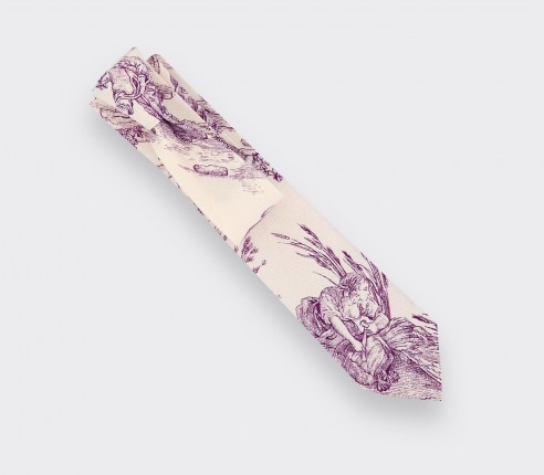 CINABRE Paris - Tie - Purple Toile de Jouy - handmade