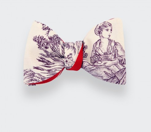 CINABRE Paris - Bowtie - Purple Toile de Jouy - handmade