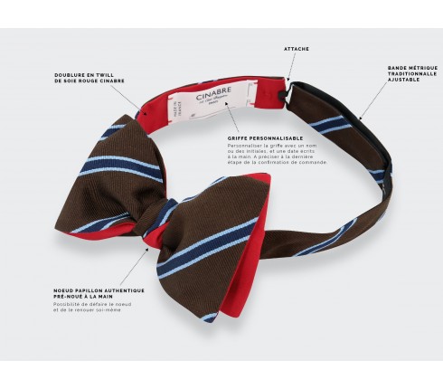 Brown and navy blue Club Bow Tie - Cinabre Paris