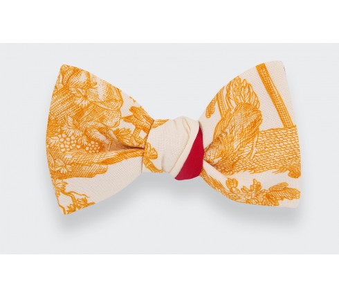 CINABRE PARIS - Noeud Papillon - Toile de Jouy jaune - Fait main