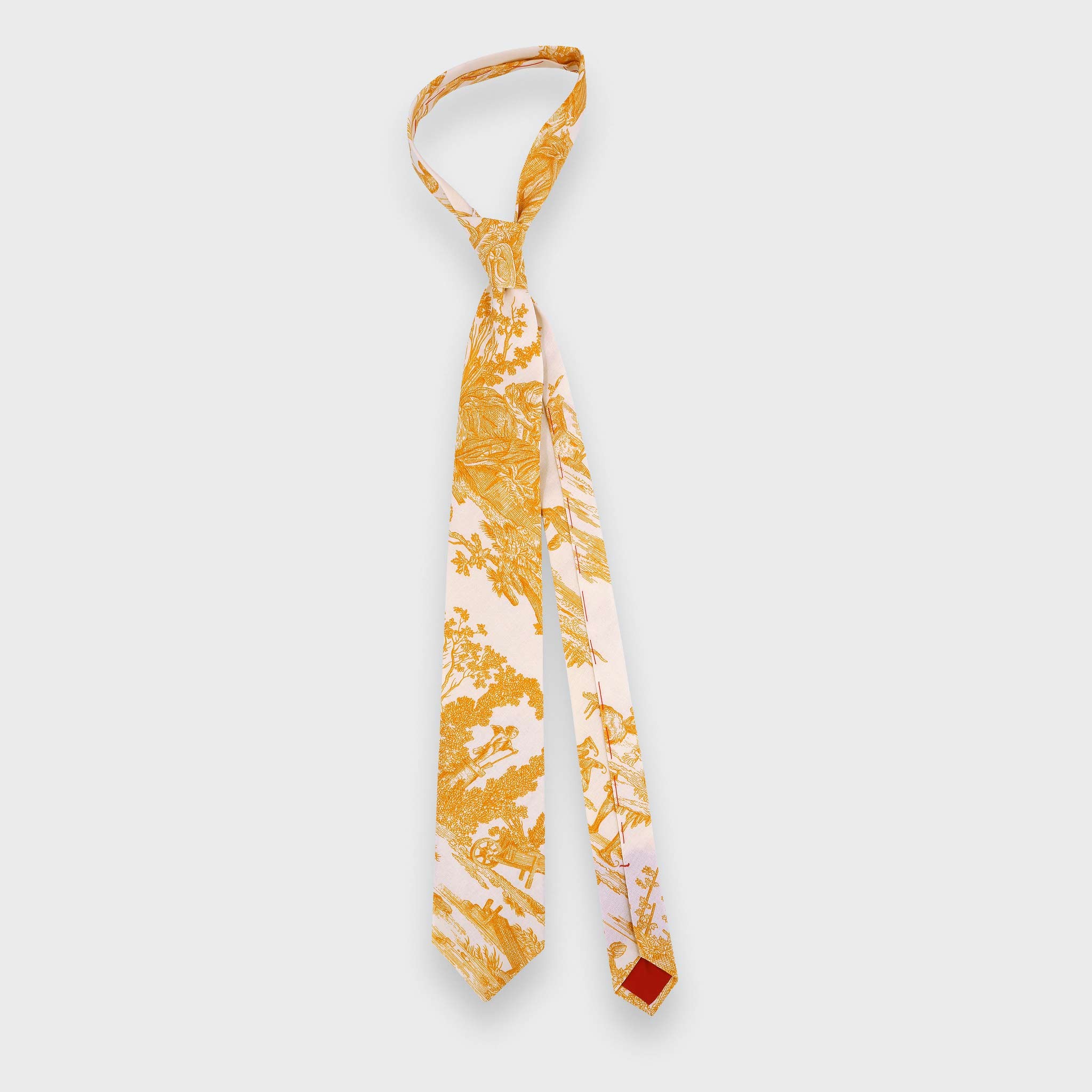 CINABRE Paris - Tie - Yellow Toile de Jouy - handmade