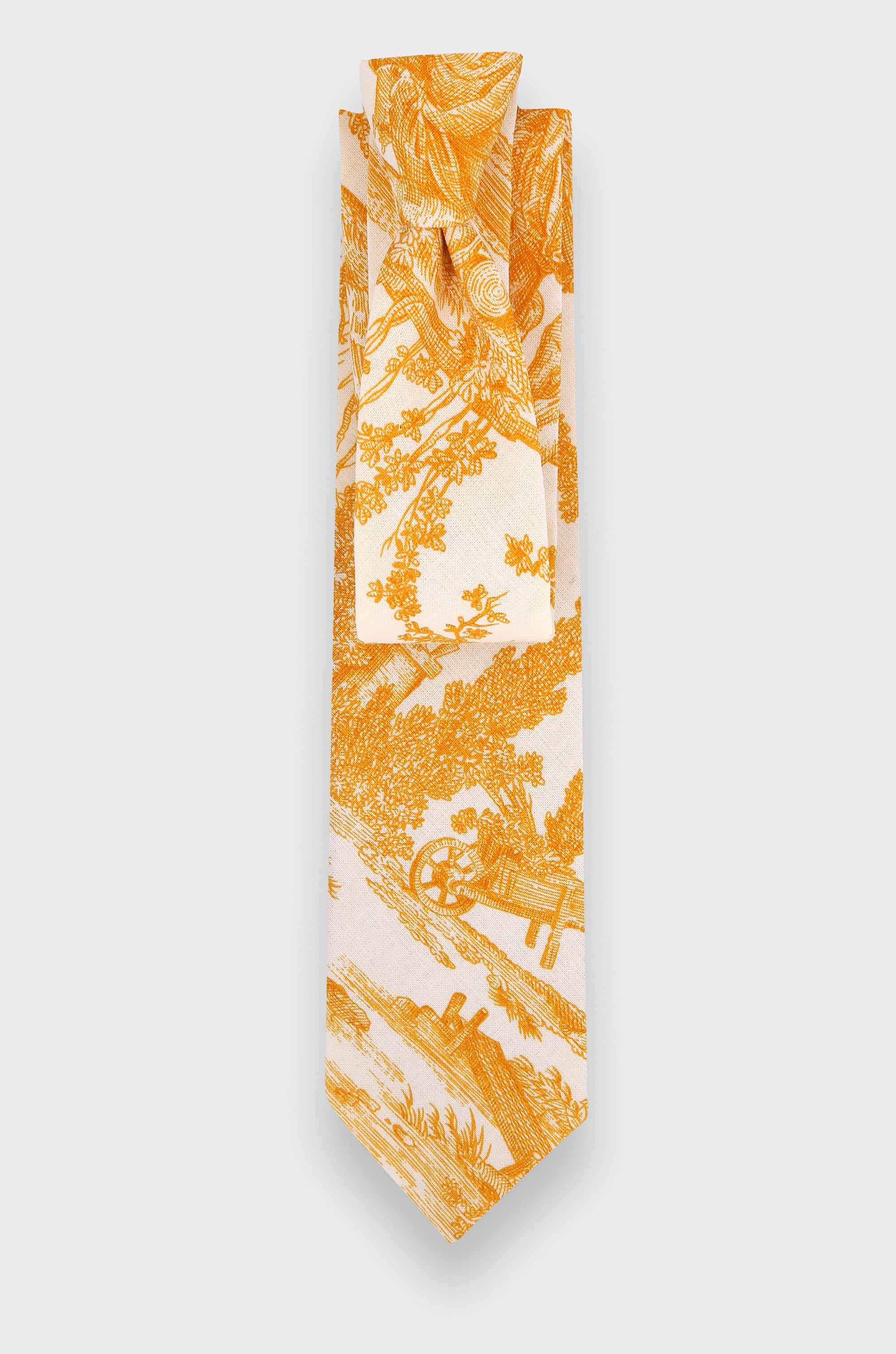 CINABRE Paris - Tie - Yellow Toile de Jouy - handmade