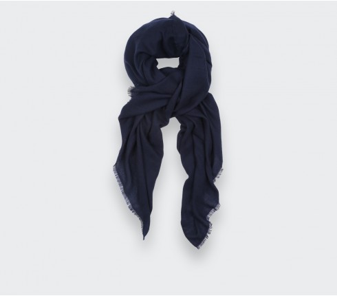 Navy Blue Cashmere Giant Stole - Cinabre Paris