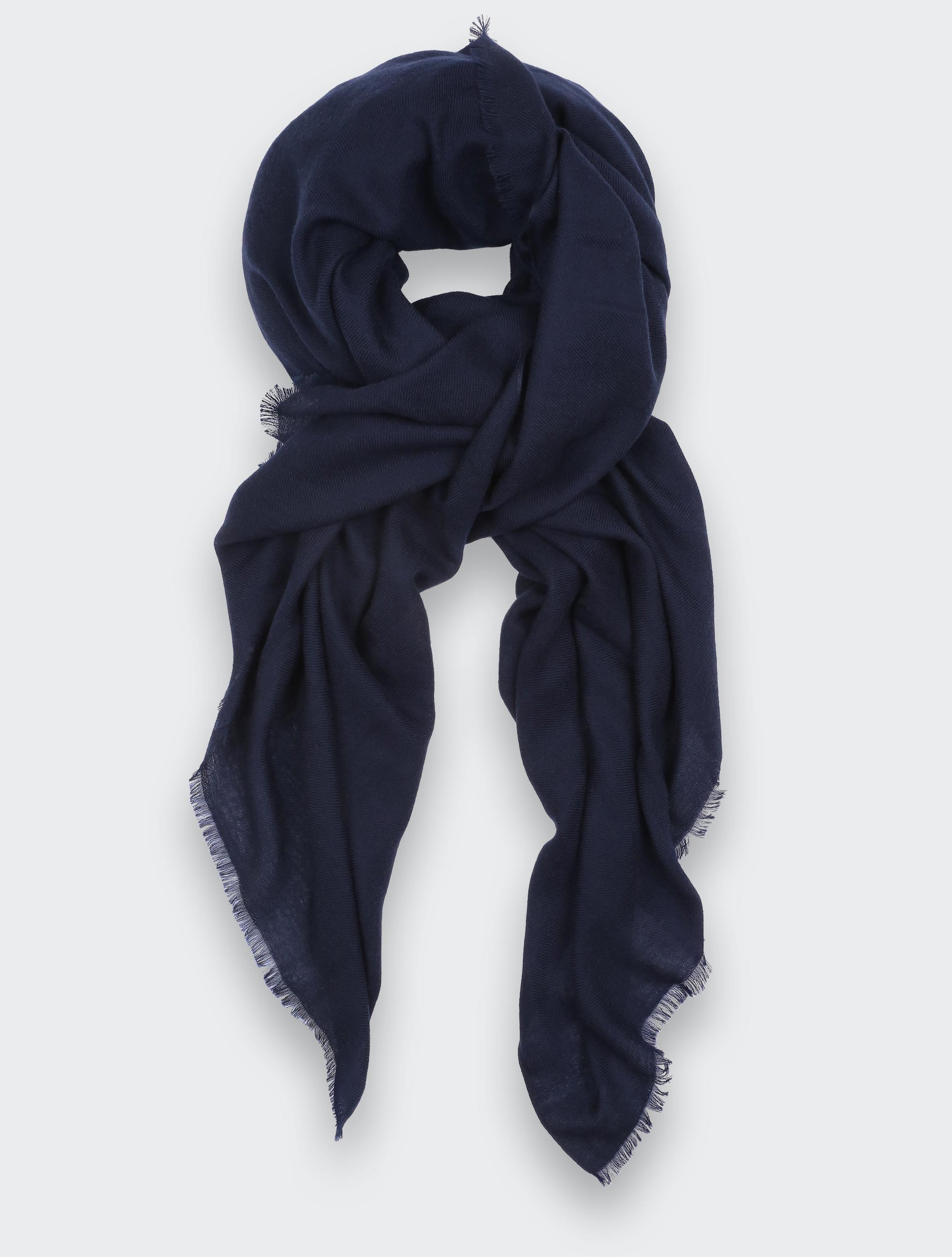 Navy Blue Cashmere Giant Stole - Cinabre Paris