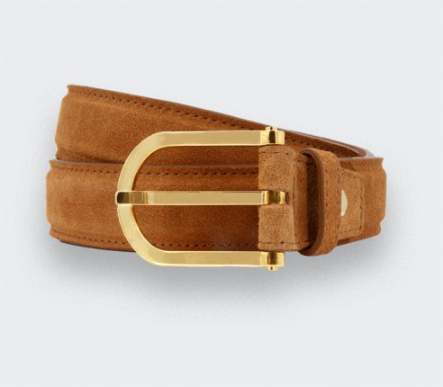 Brown Suede Leather Belt - Cinabre Paris