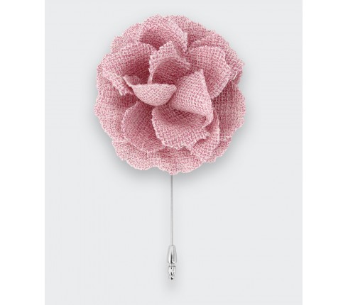 Boutonnière fleur rose maille rose - Cinabre Paris