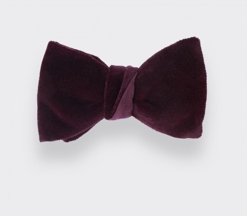 Wine-Red Velvet Bow Tie - Made in France by Cinabre Paris