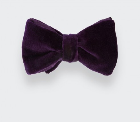 Mauve Velvet Bow Tie - Made in France by Cinabre Paris