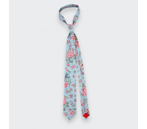 Clear Blue Flowery Tie - Cinabre Paris