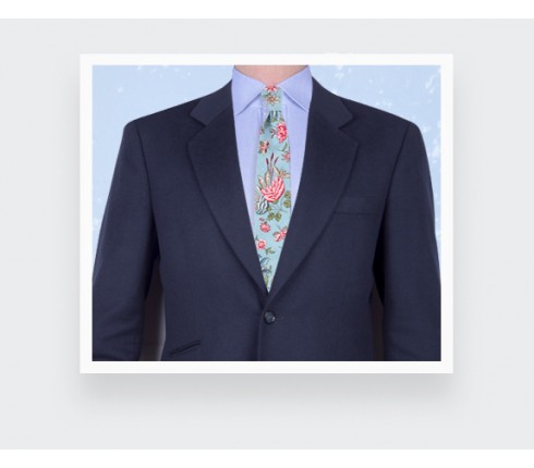 Clear Blue Flowery Tie - Cinabre Paris