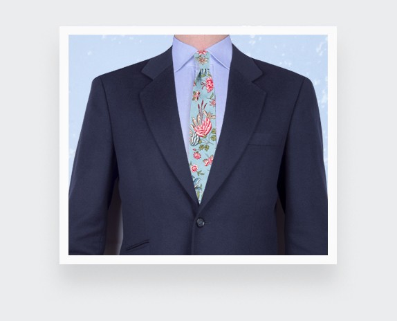 Clear Blue Flowery Tie - Cinabre Paris