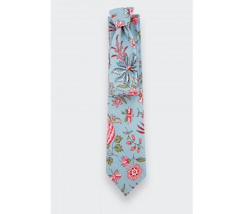 Clear Blue Flowery Tie - Cinabre Paris