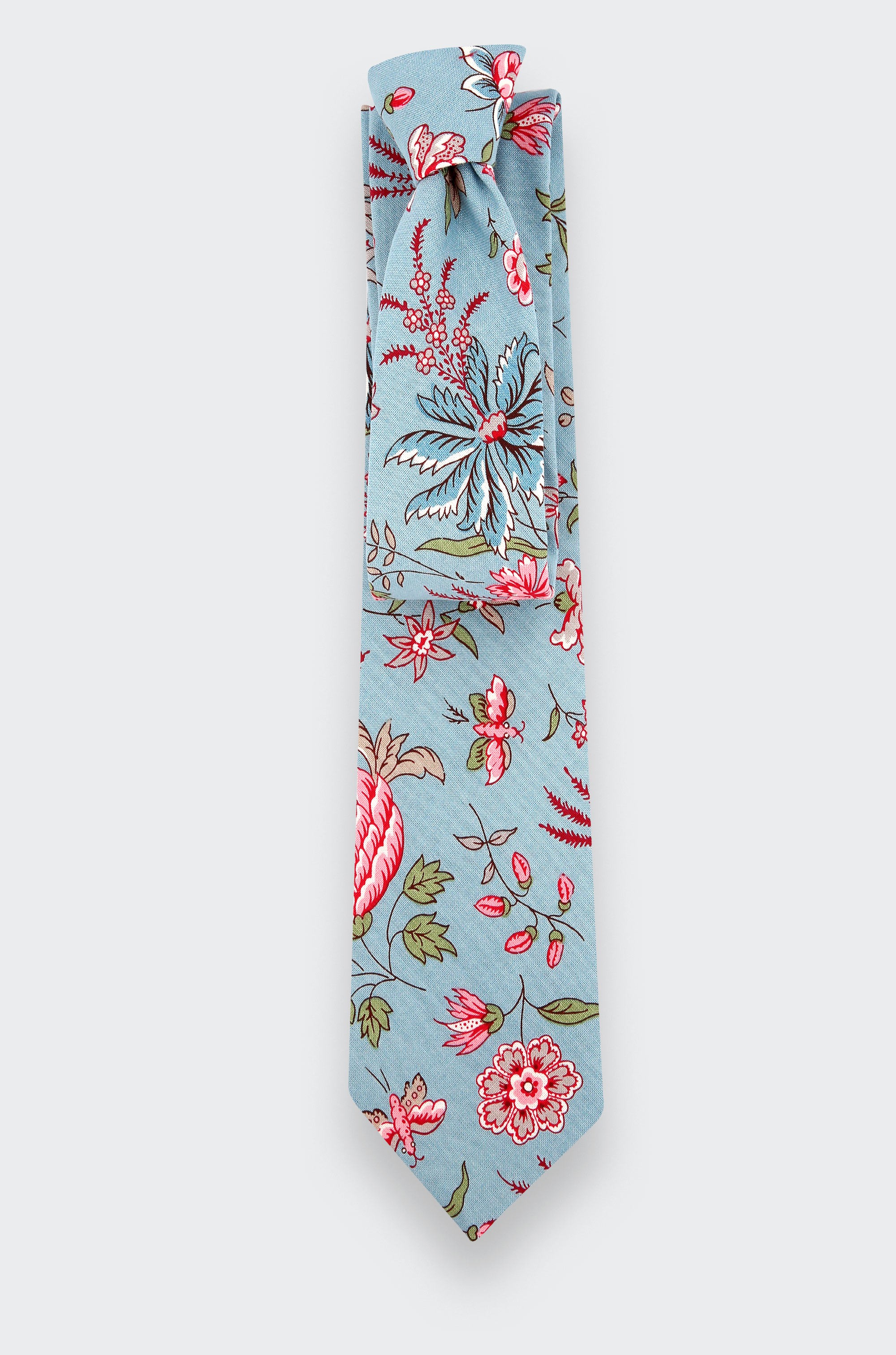 Clear Blue Flowery Tie - Cinabre Paris