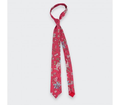 Raspberry Flowery Tie - Cinabre Paris