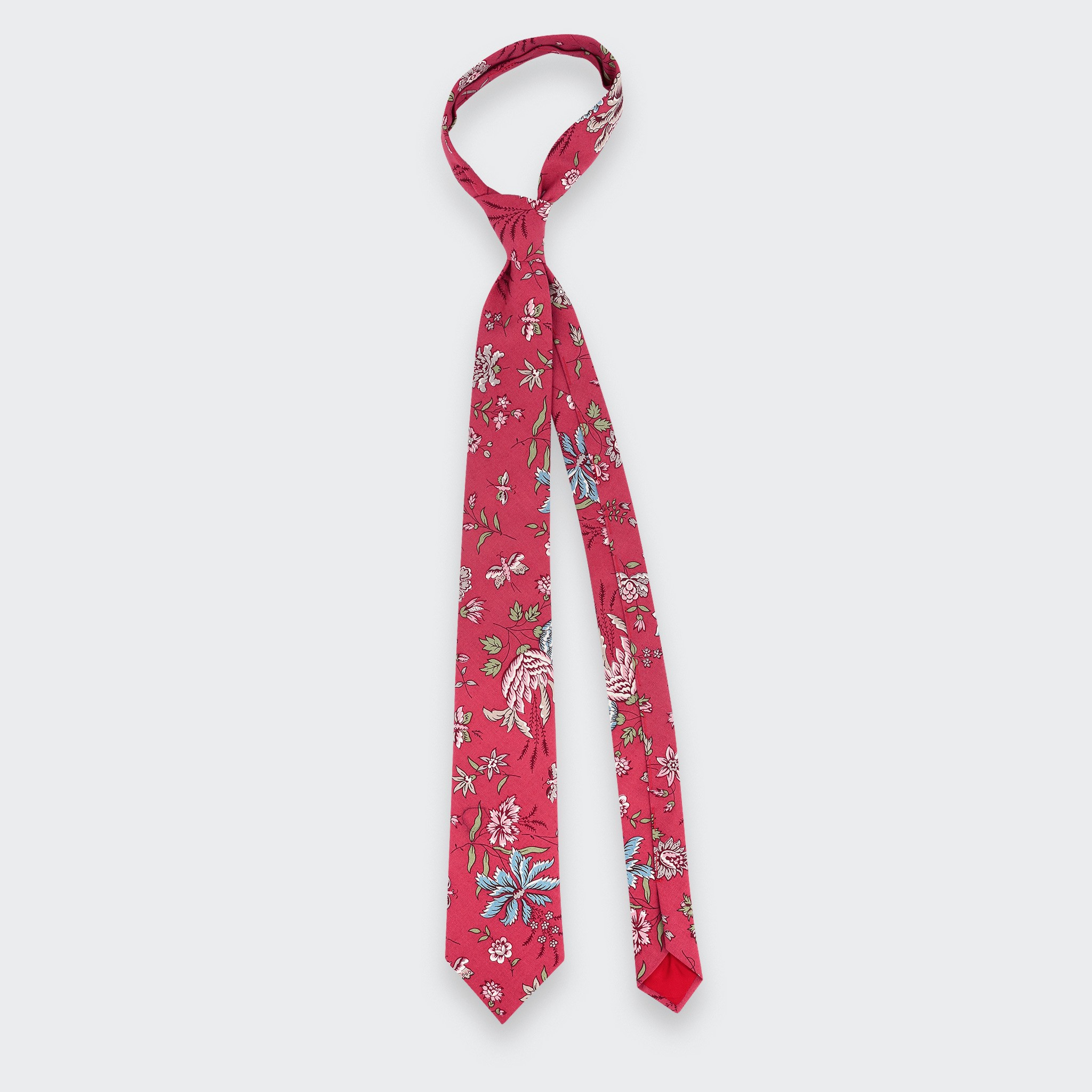 Raspberry Flowery Tie - Cinabre Paris