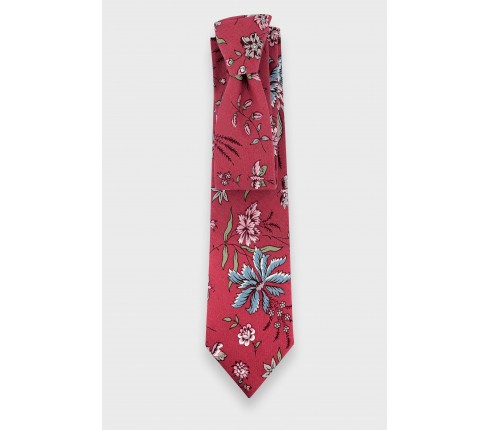 Raspberry Flowery Tie - Cinabre Paris