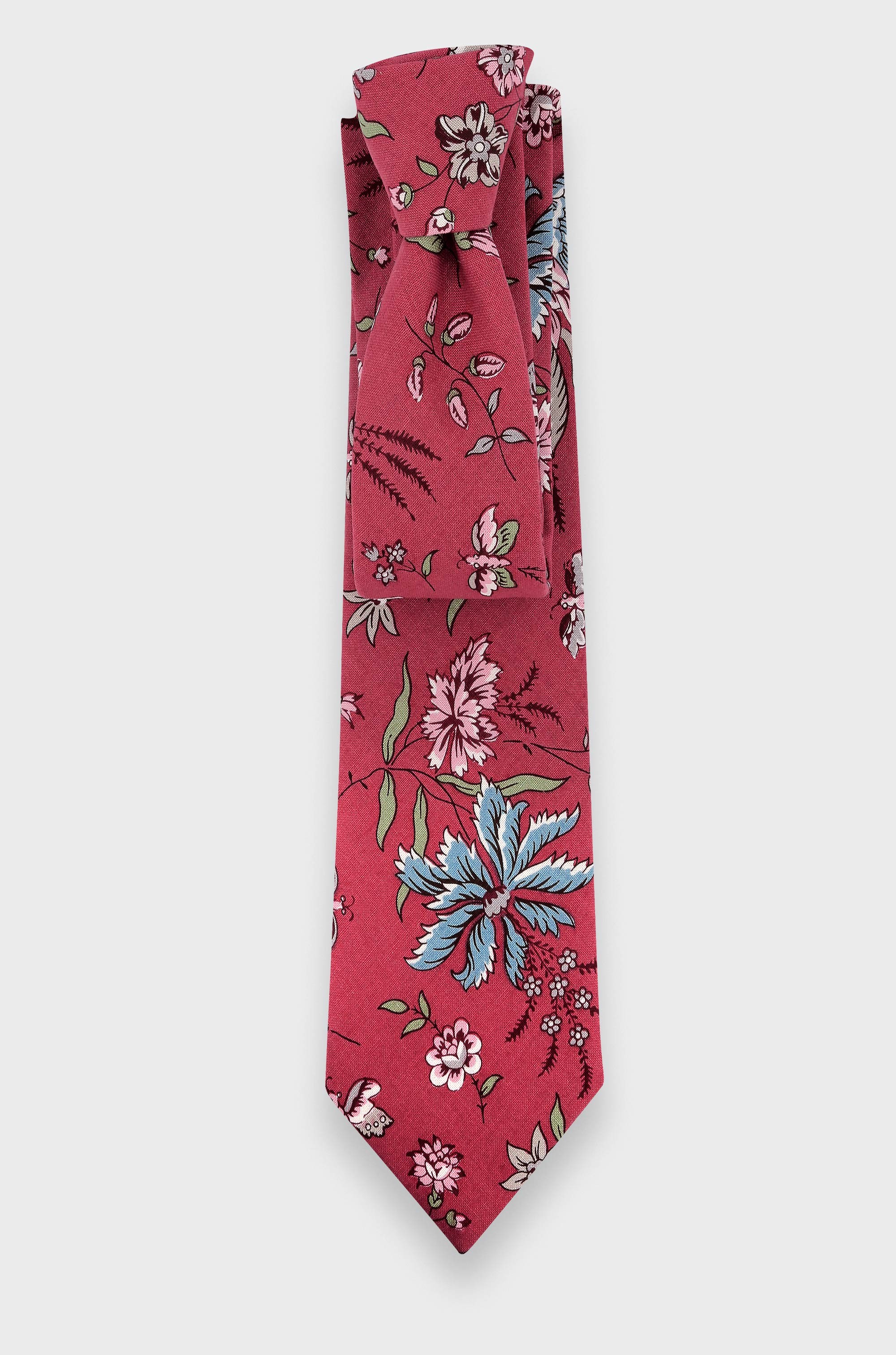 Raspberry Flowery Tie - Cinabre Paris