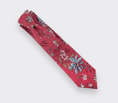 Raspberry Flowery Tie - Cinabre Paris