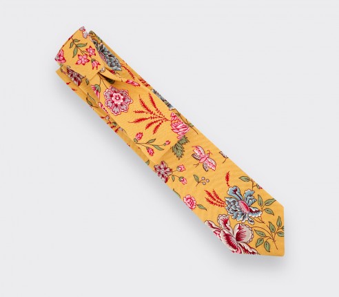 Mustard flowery tie Cinabre Paris