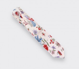 CINABRE Paris - Tie - White Flowery - Handmade