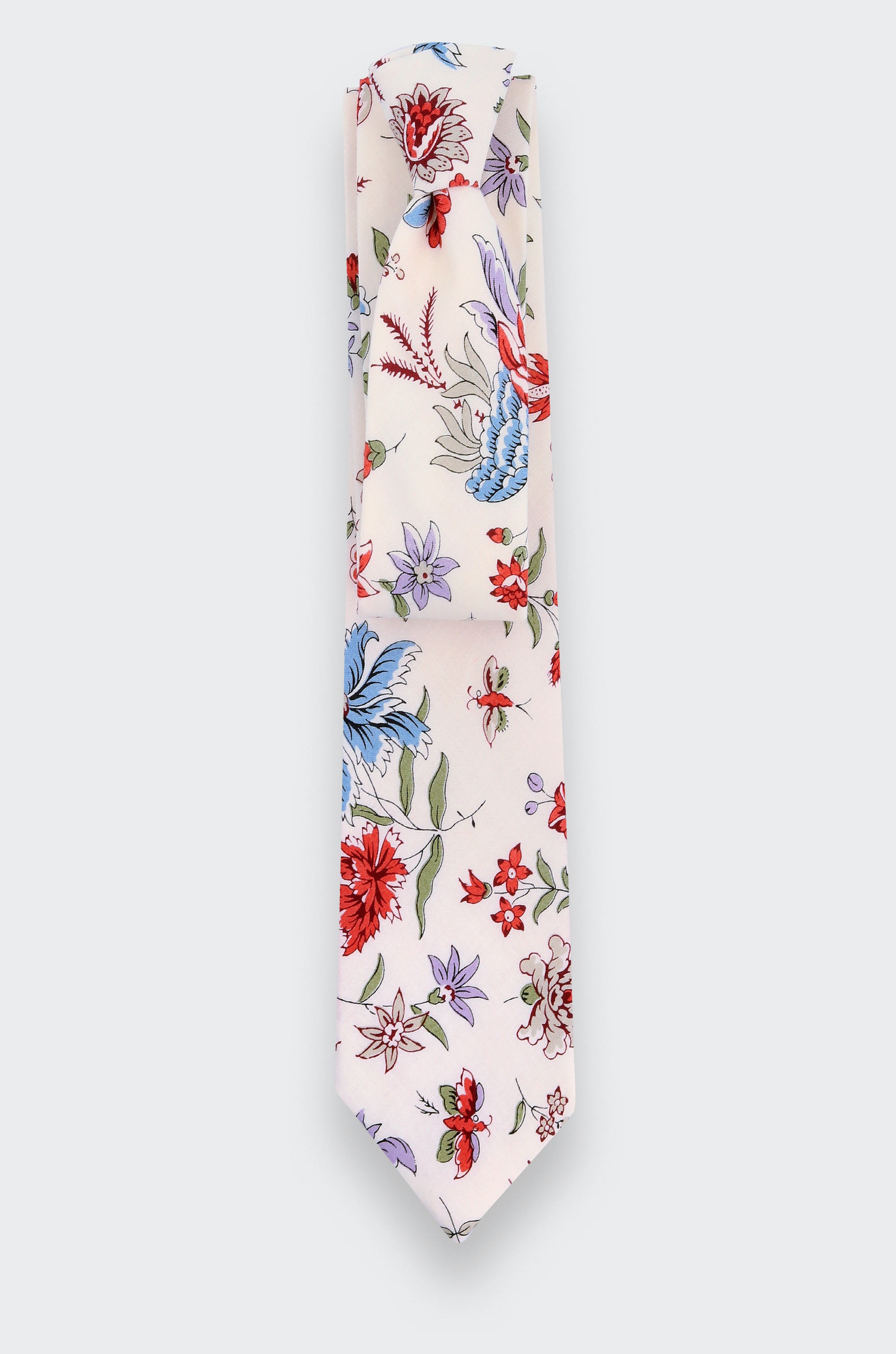 CINABRE Paris - Tie - White Flowery - Handmade