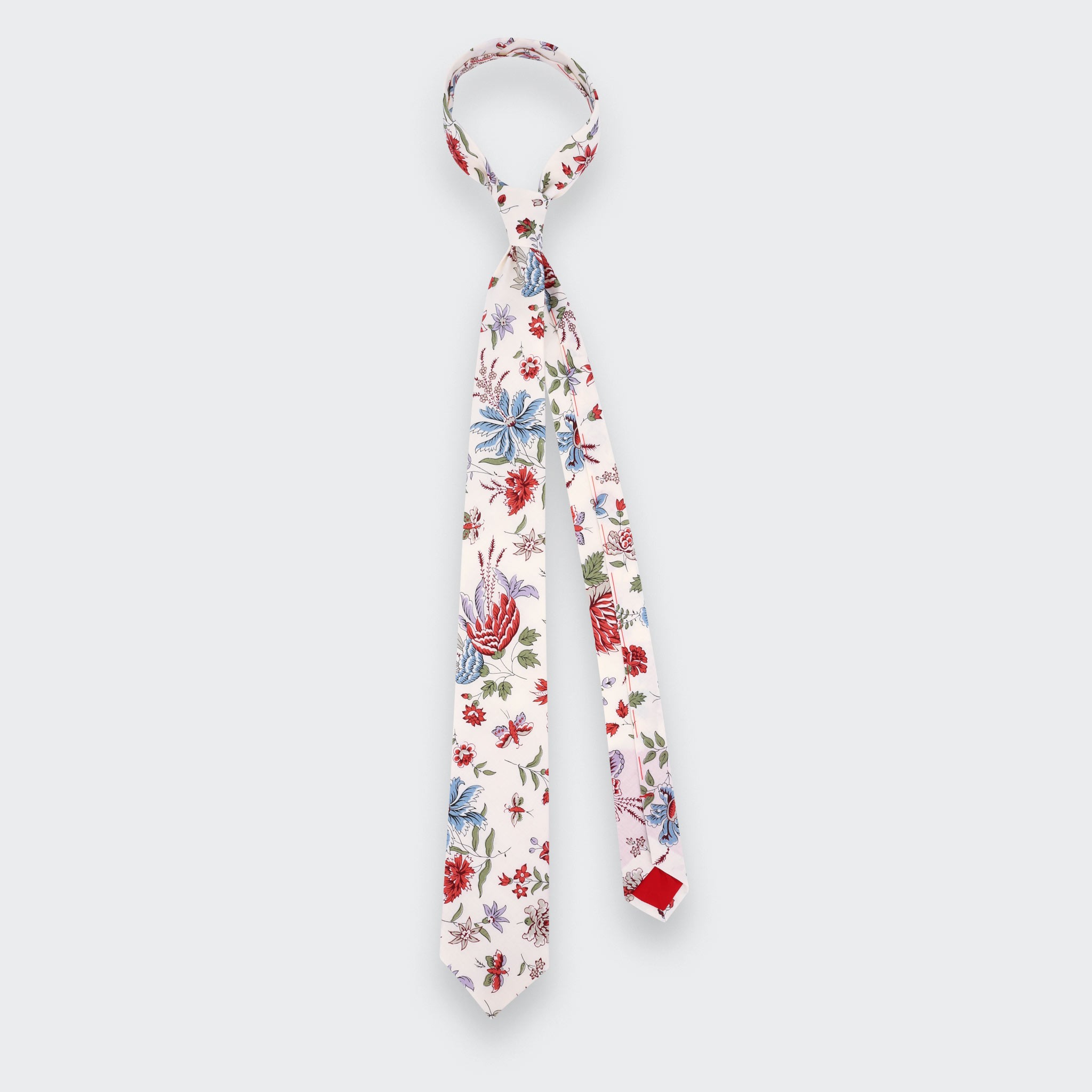 CINABRE Paris - Tie - White Flowery - Handmade