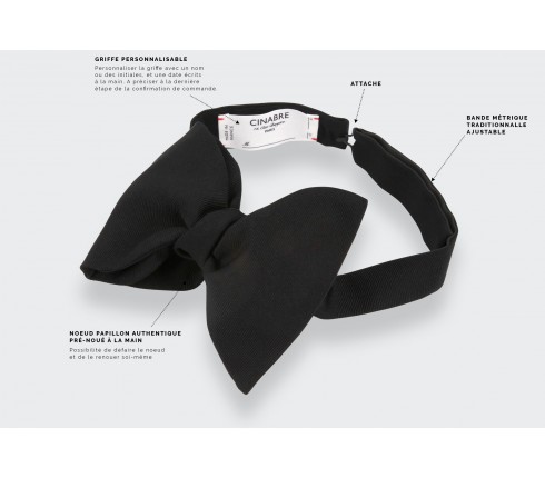 Large Black Faille Bow Tie - Cinabre Paris