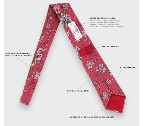 Raspberry Flowery Tie - Cinabre Paris