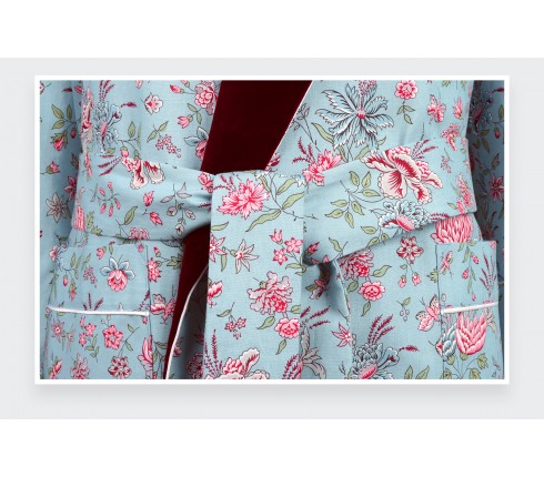 Flowery Light blue dressing gown- Cinabre Paris