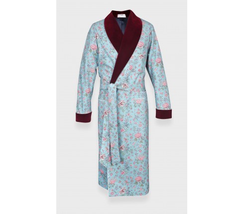 Flowery Light blue dressing gown- Cinabre Paris