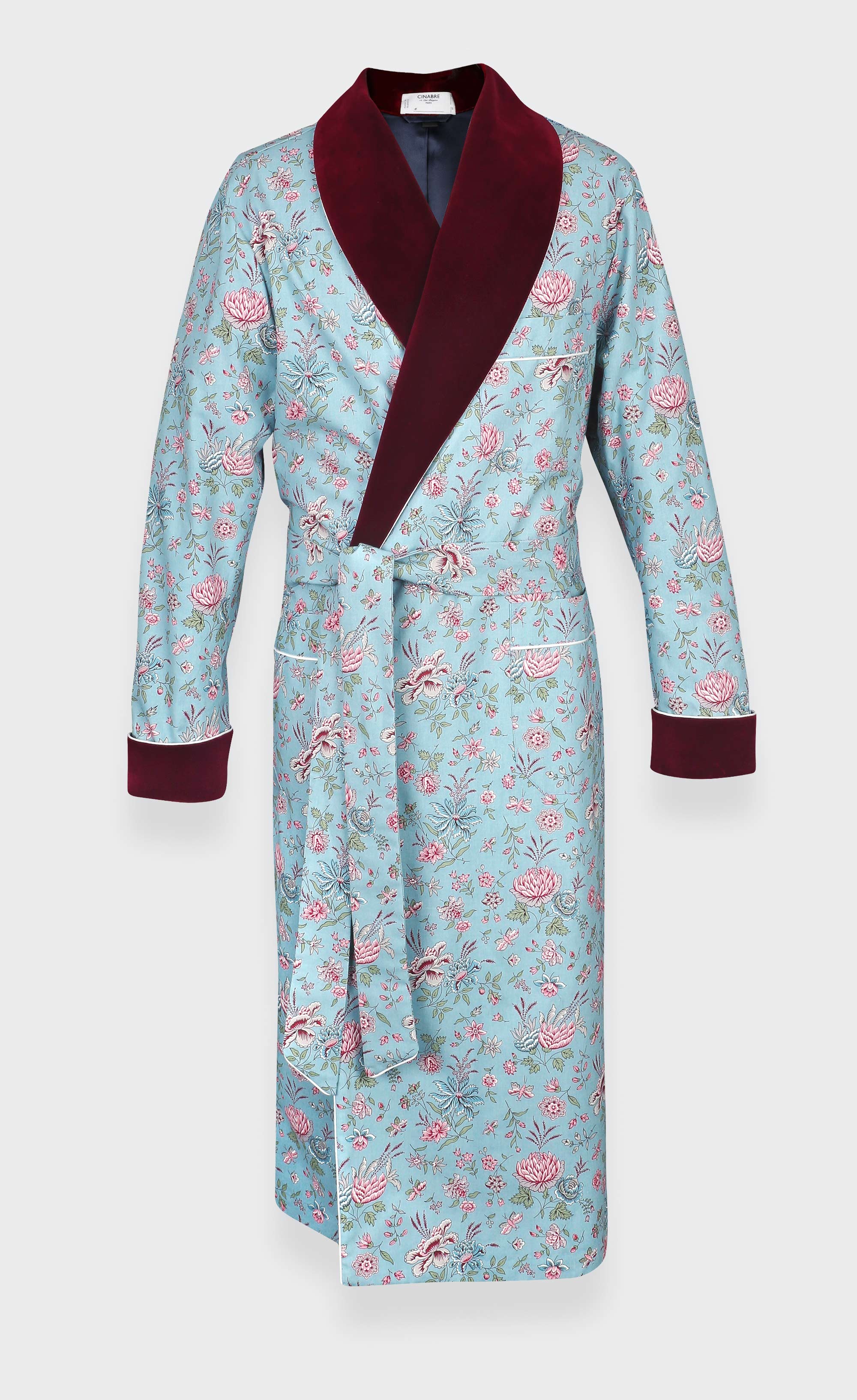 Flowery Light blue dressing gown- Cinabre Paris