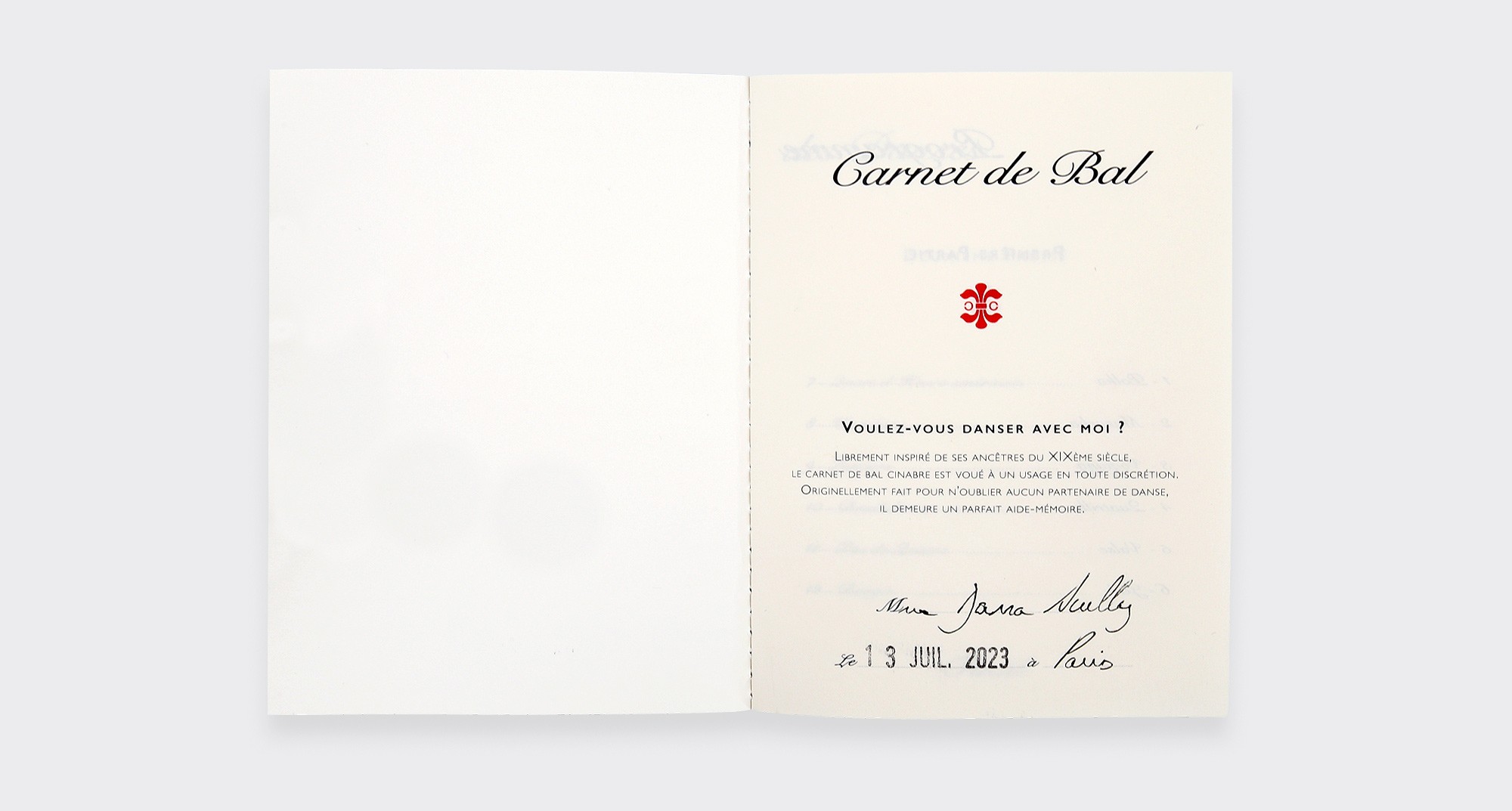 Carnet de bal fleuri - Cinabre Paris