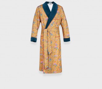 Flowery mustard dressing gown