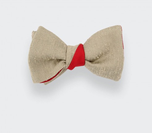 Beige Shantung Bow Tie - Silk - Cinabre Paris