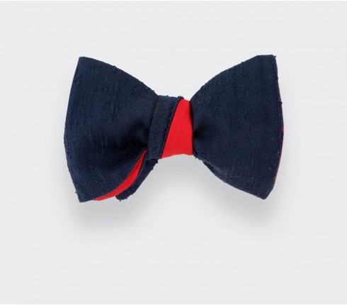 Navy Blue Shantung Bow Tie - Silk - Cinabre Paris