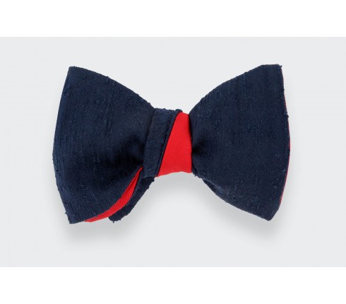 Navy Blue Shantung Bow Tie - Silk - Cinabre Paris