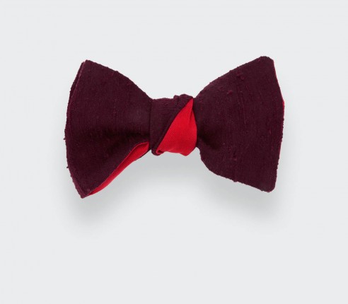 Burgundy Shantung Bow Tie - Silk - Cinabre Paris