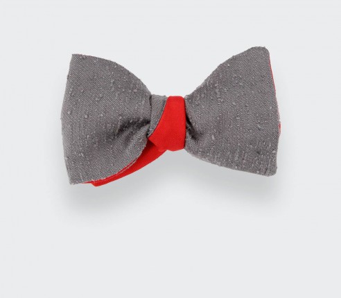 Grey Shantung Bow Tie - Silk - Cinabre Paris