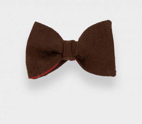 Brown Shantung Bow Tie - Silk - Cinabre Paris