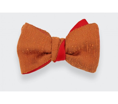 Noeud Papillon Shantung Orange - Soie - Cinabre Paris