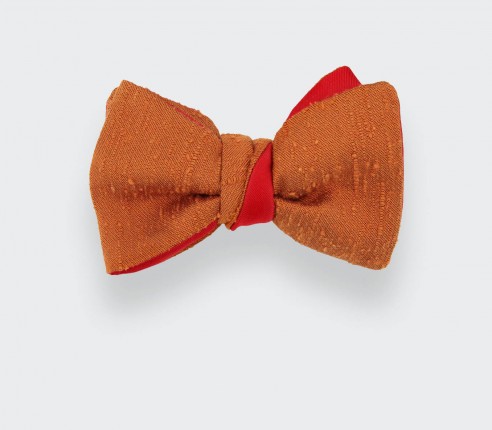 Noeud Papillon Shantung Orange - Soie - Cinabre Paris