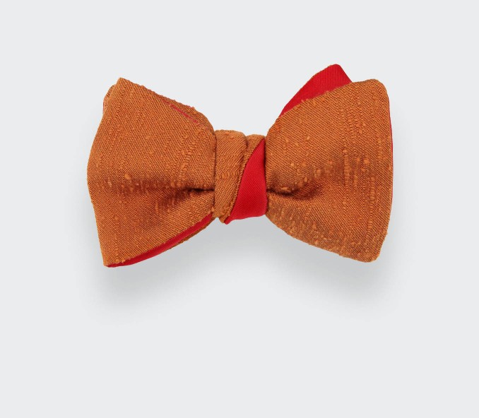 Noeud Papillon Shantung Orange - Soie - Cinabre Paris