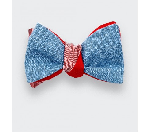 CINABRE Paris - Bow Tie - Denim Rouge - Made in France