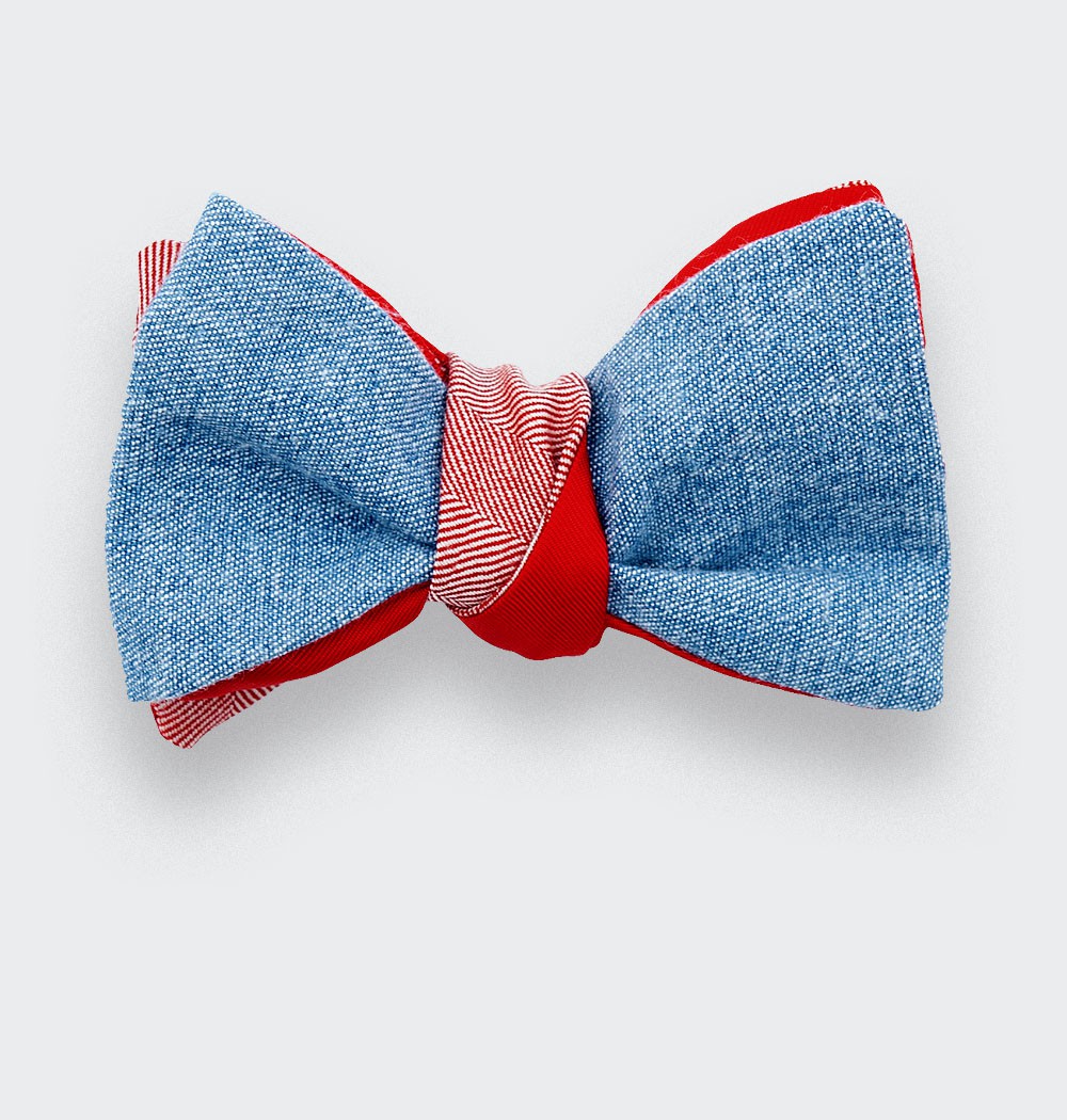 CINABRE Paris - Bow Tie - Denim Rouge - Made in France