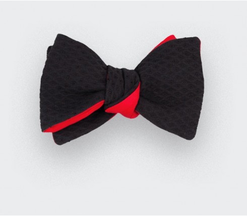 CINABRE Paris - Bow Tie - Coton Piqué Noir - Made in France