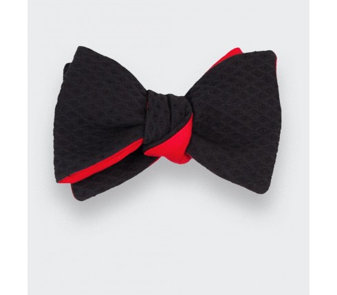 CINABRE Paris - Bow Tie - Coton Piqué Noir - Made in France