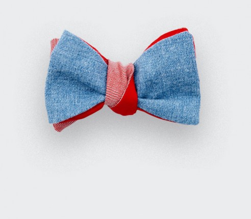 CINABRE Paris - Bow Tie - Denim Rouge - Made in France